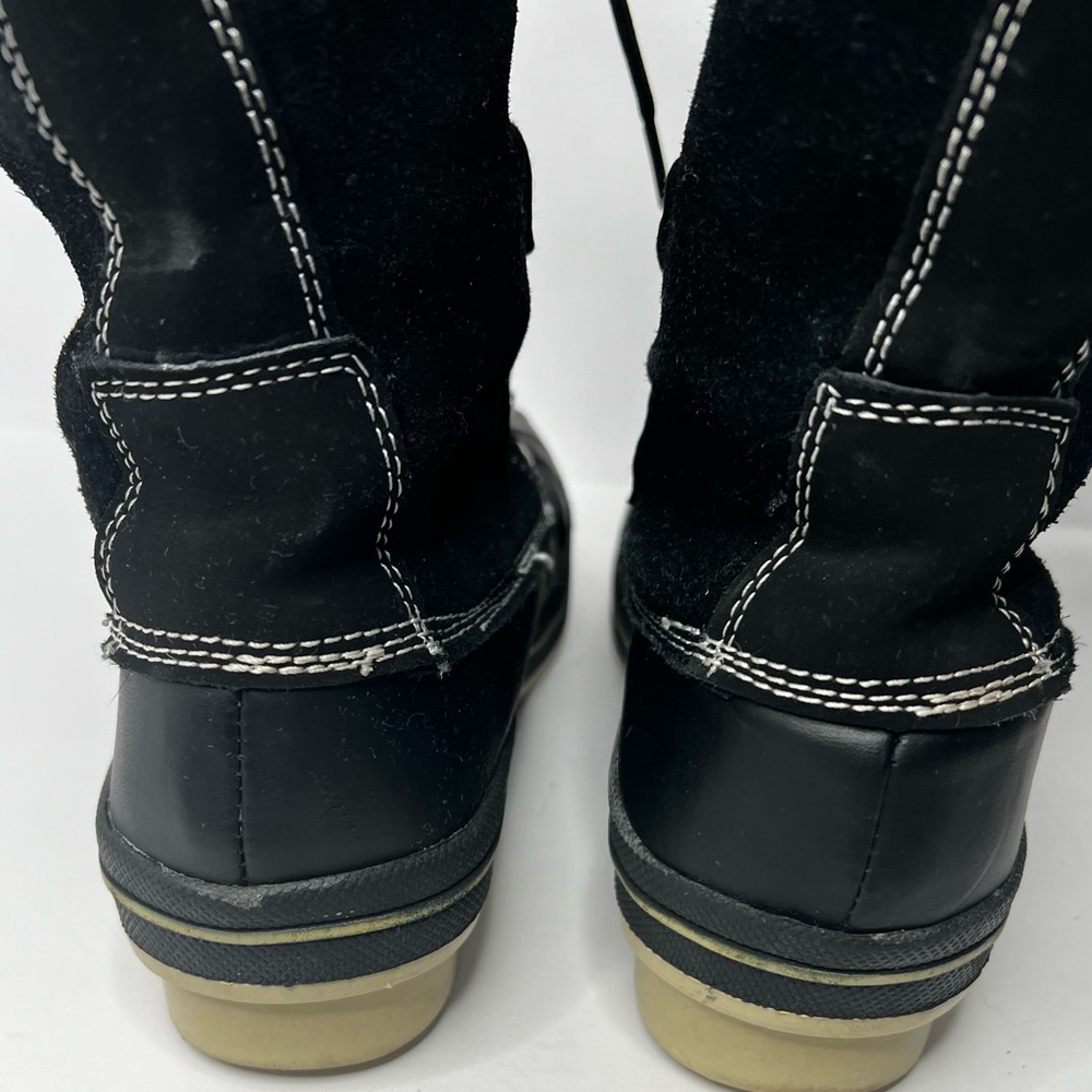 Merona Women's Winter Boots Black Leather Manmade Faux Fur Size 7 - Picture 4 of 8